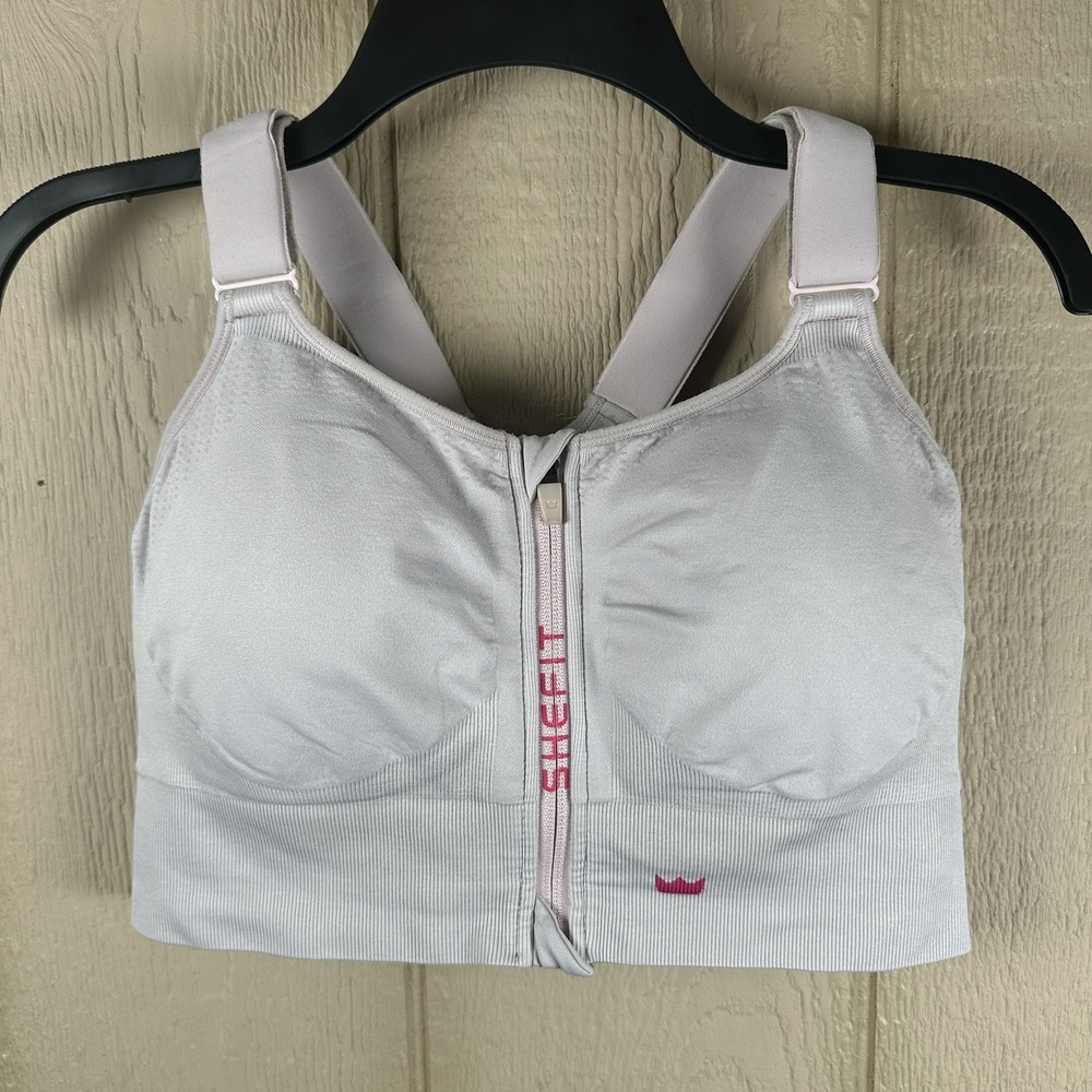 Shefit Sports Bra Womens 2Luxe 2XL Lilac Pink Low Impact Front Zip Padded